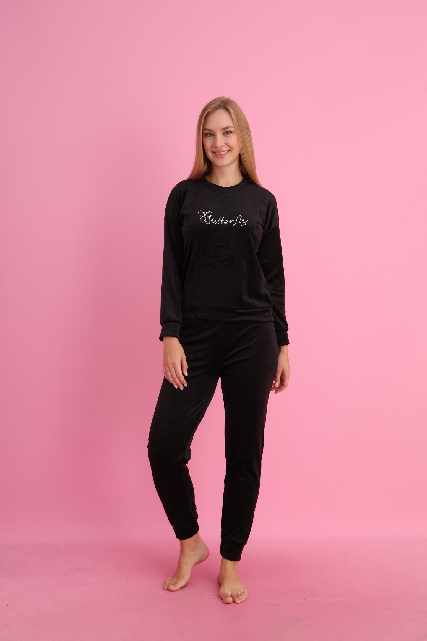 French Velvet Women's Tracksuit - Butterfly Model