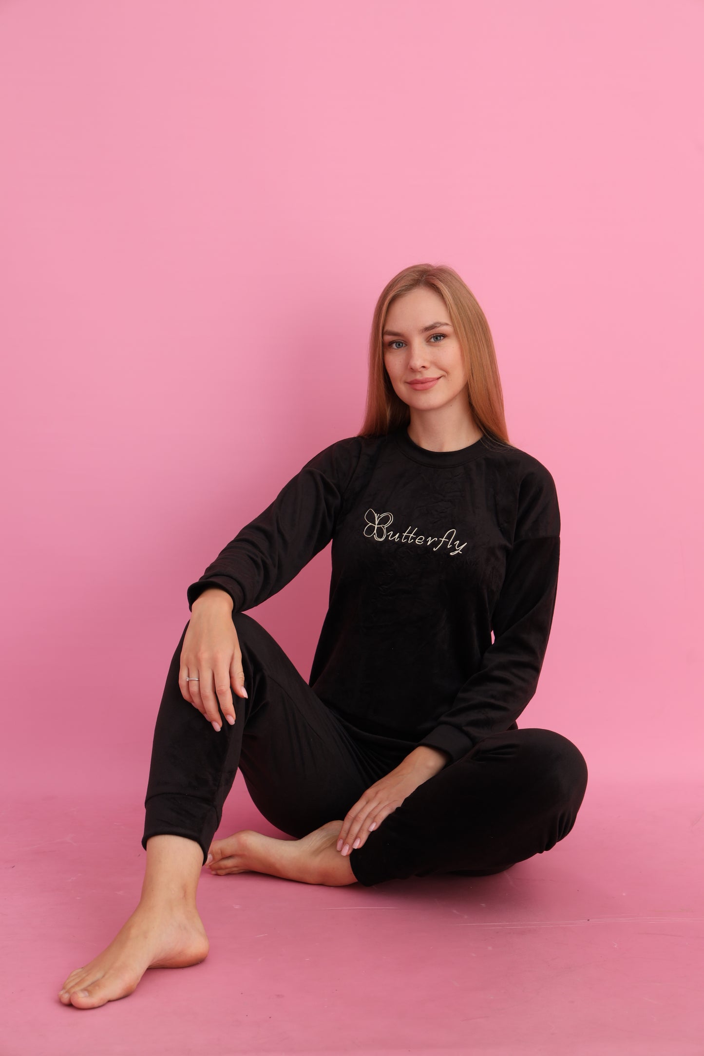 French Velvet Women's Tracksuit - Butterfly Model