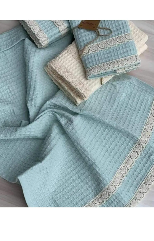 6-Piece 100% Cotton Kitchen Towel Set – 40x60 cm with Lace Trim | Lorenzella