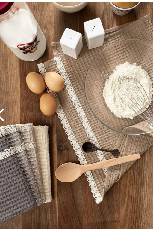 6-teiliges Küchenhandtuch-Set aus 100% Baumwolle – 40x60 cm mit Spitzenbesatz | Lorenzella