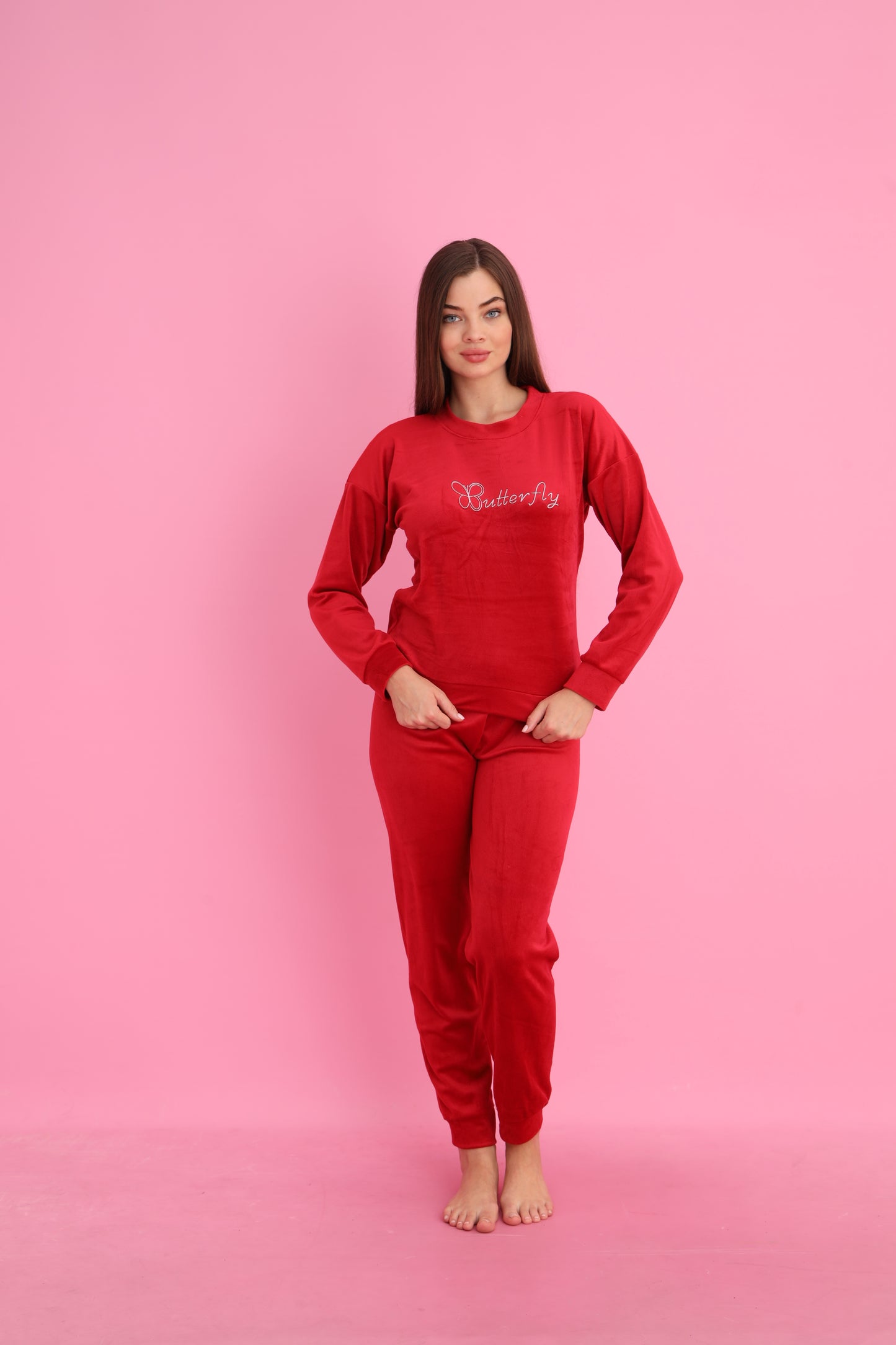 French Velvet Women's Tracksuit - Butterfly Model
