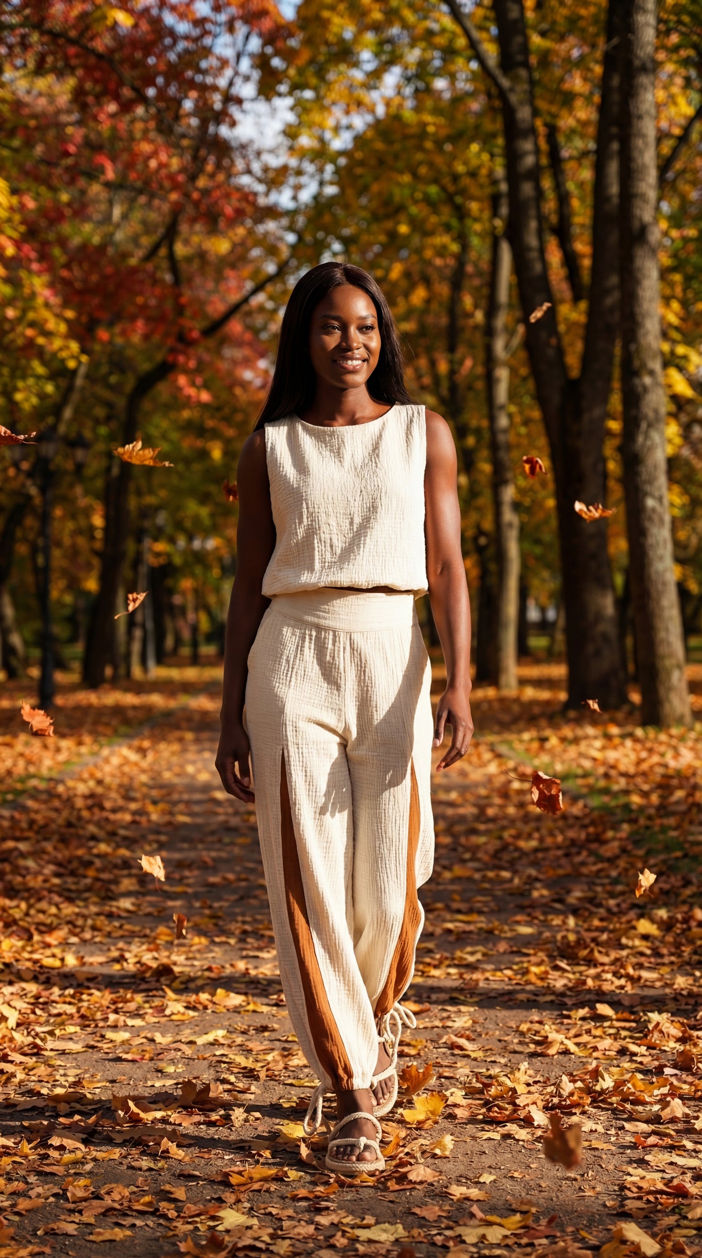 Bohem Cotton Muslin Two Piece Set – Boho Crop Top & Relaxed Pants