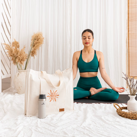 Große Yoga- und Pilates-Tragetasche im Boho-Stil – Mattenträger aus 100 % Baumwolle mit Fronttasche